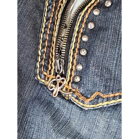 Y2K Request Express Womens Denim Bootcut Jeans 19/38 Denim Dark Wash (FLAW) - Picture 14 of 16